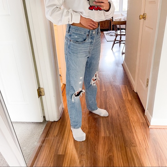 LEVI'S 501 Original Cropped Patched Jeans - Picture 11 of 11
